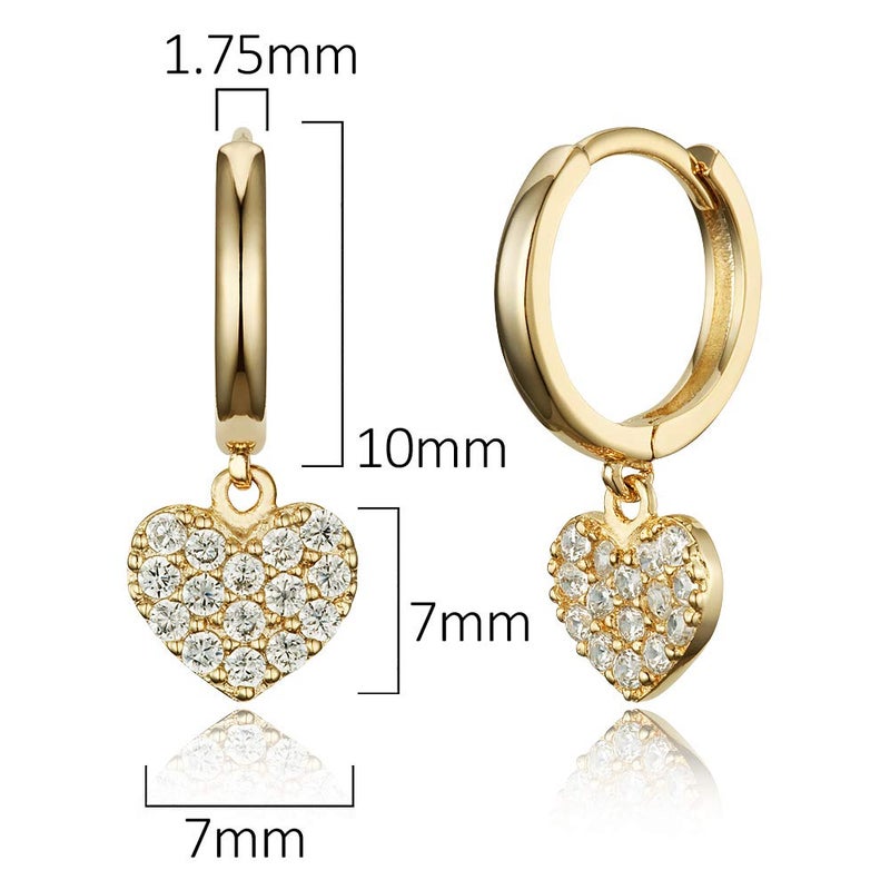 Lovearing 14k Gold Plated Brass White Heart Plain Huggy Baby Girls Hoop Earrings - Image 2